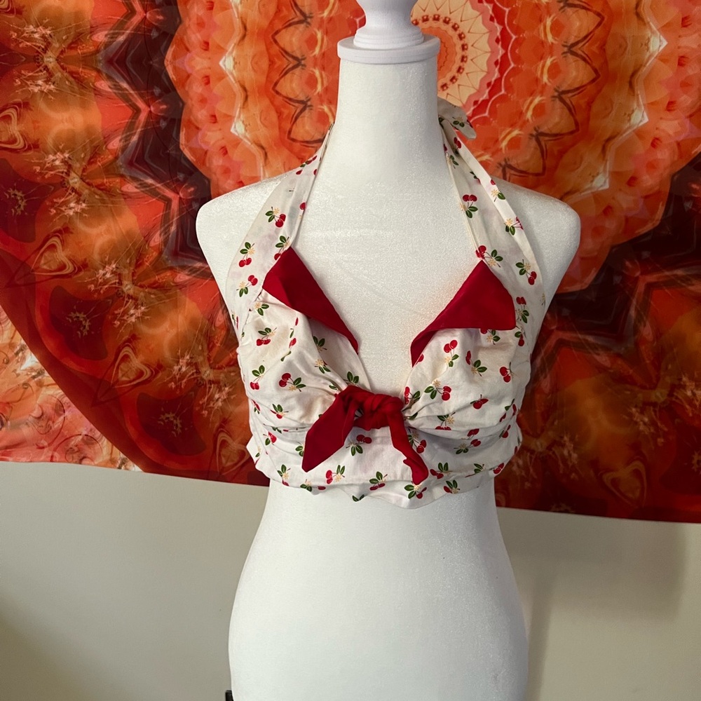 Cherry Print Halter Top